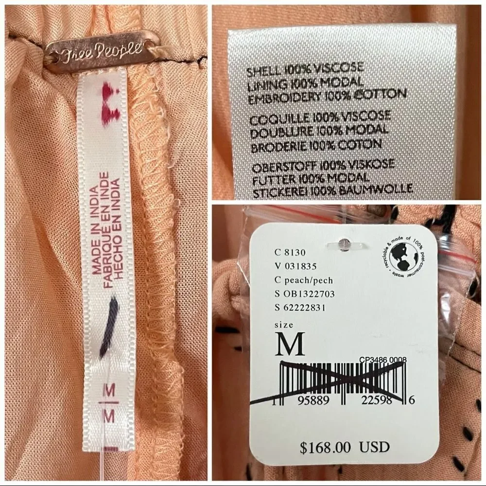 Free People Junebug Peach Maxi Dress Medium NWT